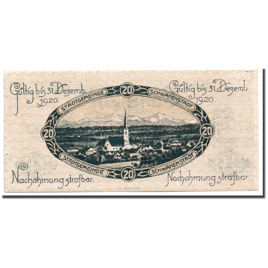 Banconote, Austria, Schwanenstadt, 20 Heller, paysage 1, 1920, SPL, Mehl:977 I
