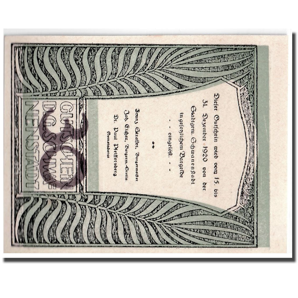 Banknote, Austria, Schwanenstadt, 30 Heller, château, 1920, UNC(63), Mehl:977