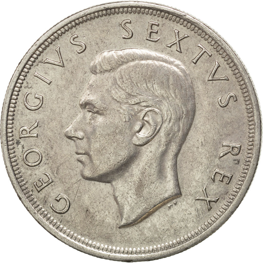 SOUTH AFRICA, 5 Shillings, 1952, KM #41, AU(50-53), Silver, 38.8, 28.31