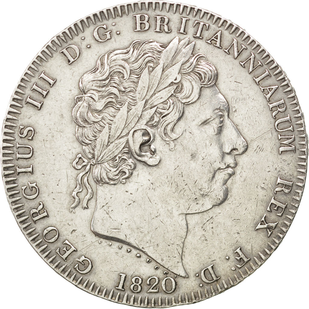 GREAT BRITAIN, Crown, 1820, KM #675, AU(50-53), Silver, 28.40