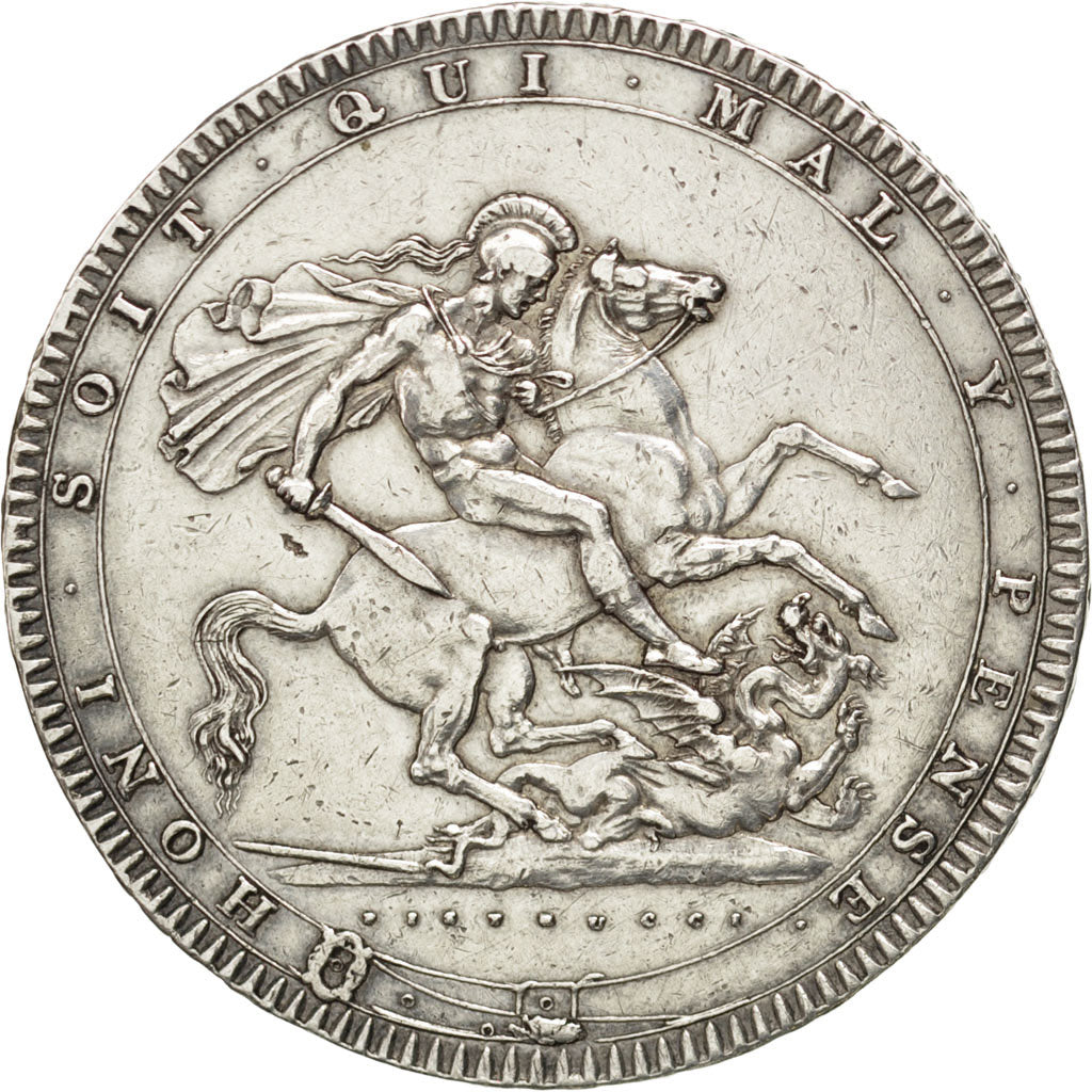GREAT BRITAIN, Crown, 1820, KM #675, AU(50-53), Silver, 28.40