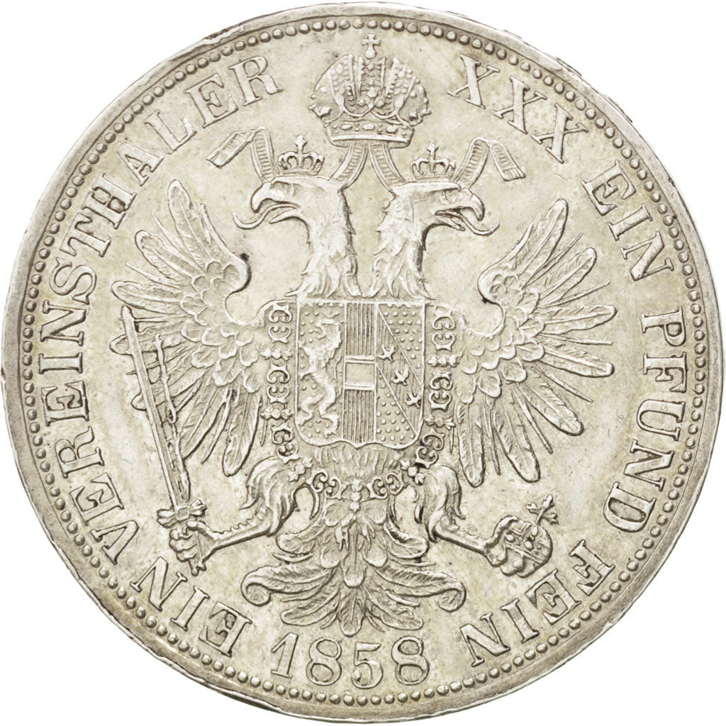 AUSTRIA, Thaler, 1858, Vienne, KM #2244, AU(50-53), Silver, 18.51