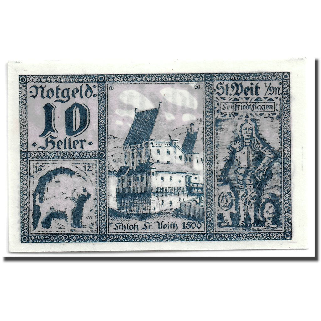 Geldschein, Österreich, St. Veit Im Muhlkreis, 10 Heller, Maison, 1920
