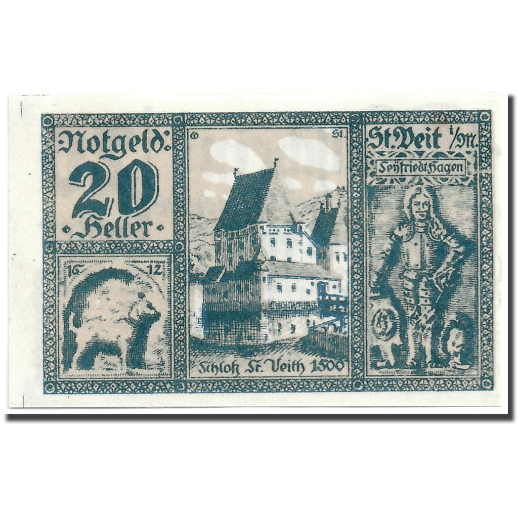 Banknote, Austria, St. Veit Im Muhlkreis, 20 Heller, Maison, 1920, 1920-04-25