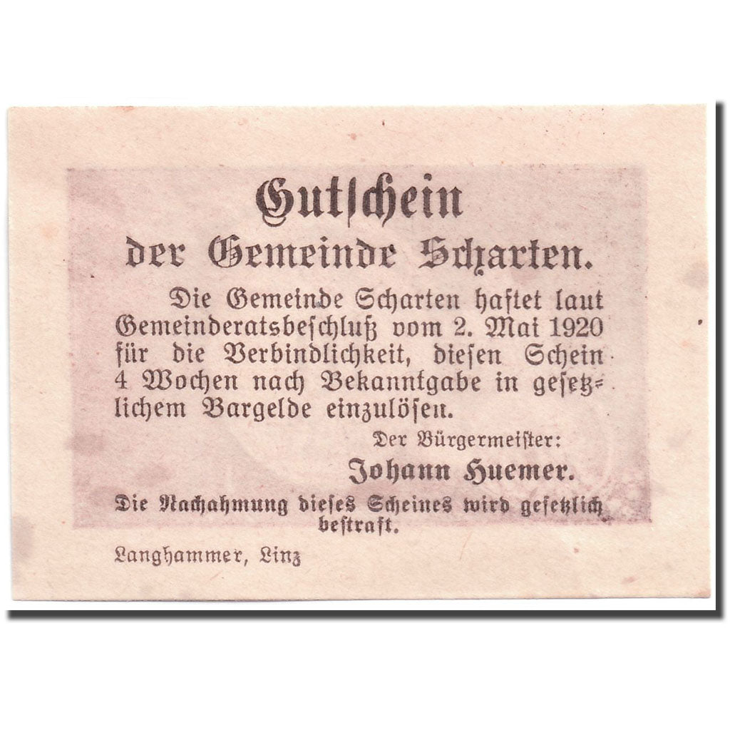 Banconote, Austria, Scharten, 10 Heller, Objets, 1920, 1920-05-02, SPL, Mehl:955