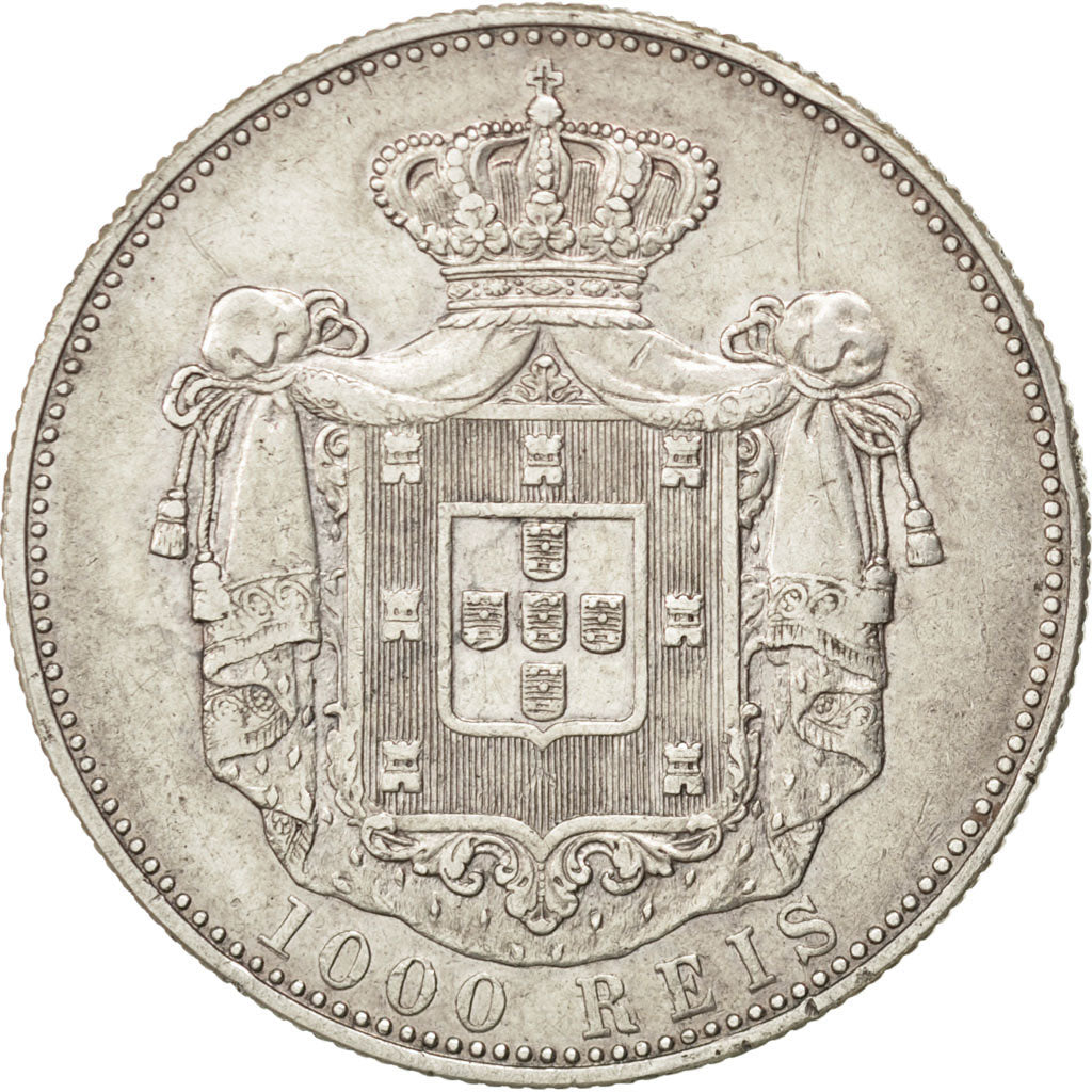 PORTUGAL, 1000 Reis, 1899, KM #540, AU(50-53), Silver, 25.04