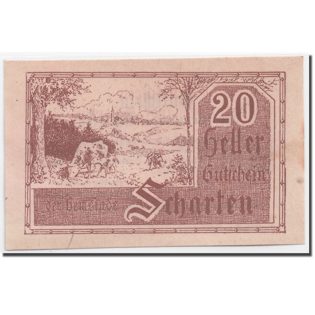 Banknote, Austria, Scharten, 20 Heller, paysage 2, 1920, 1920-05-02, UNC(63)