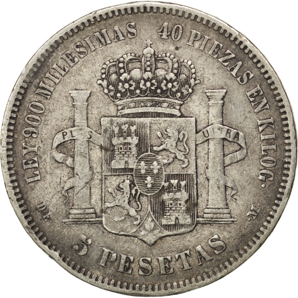 Coin, Spain, Alfonso XII, 5 Pesetas, 1875, EF(40-45), Silver, KM:671