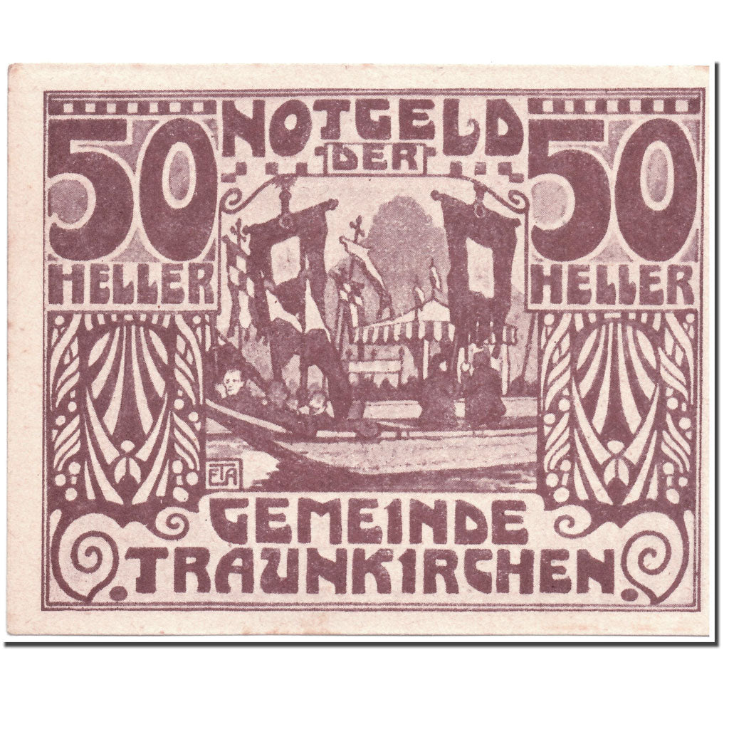 Banknote, Austria, Traunkirchen, 50 Heller, personnage, 1920, 1920-06-01