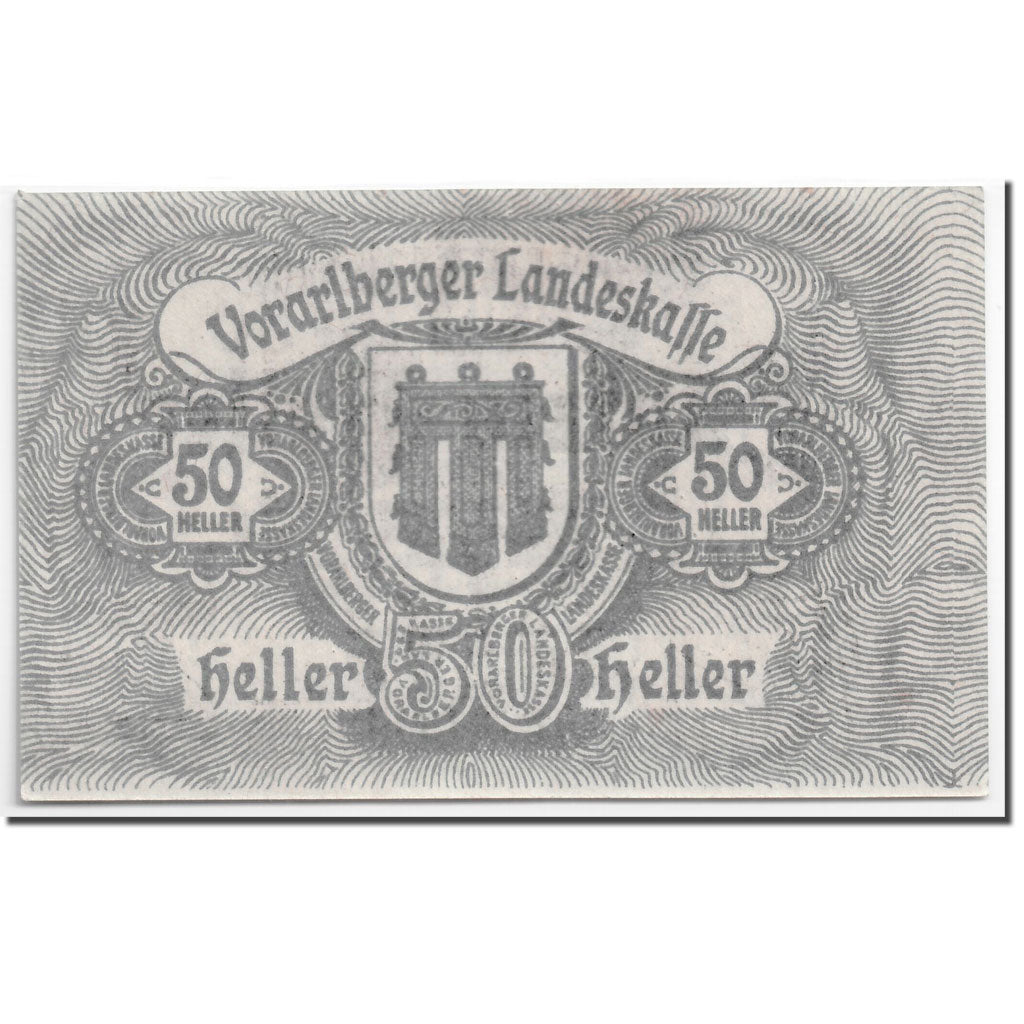 Banknote, Austria, Vorarlberger, 50 Heller, Ecusson, 1919, 1919-10-01, UNC(63)
