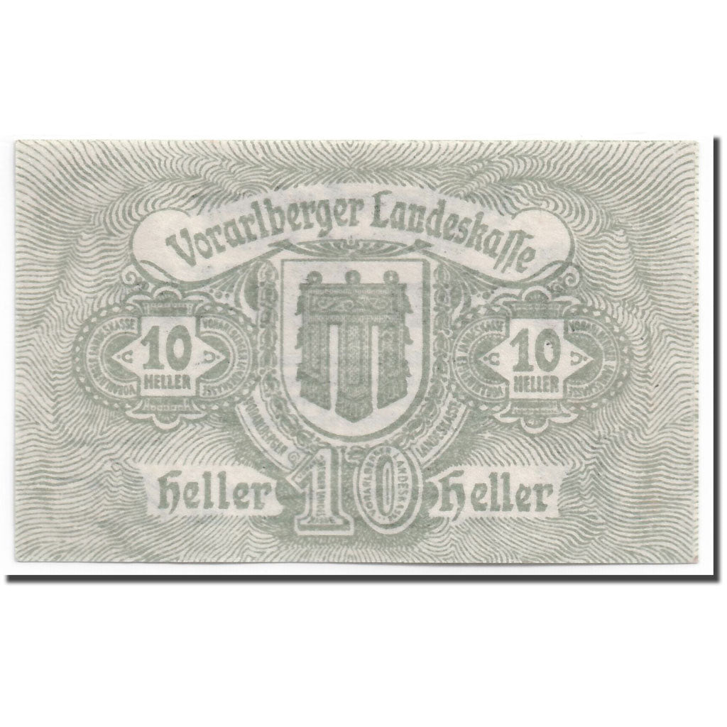 Banknote, Austria, Vorarlberger, 10 Heller, Ecusson, 1919, 1919-10-01, UNC(63)