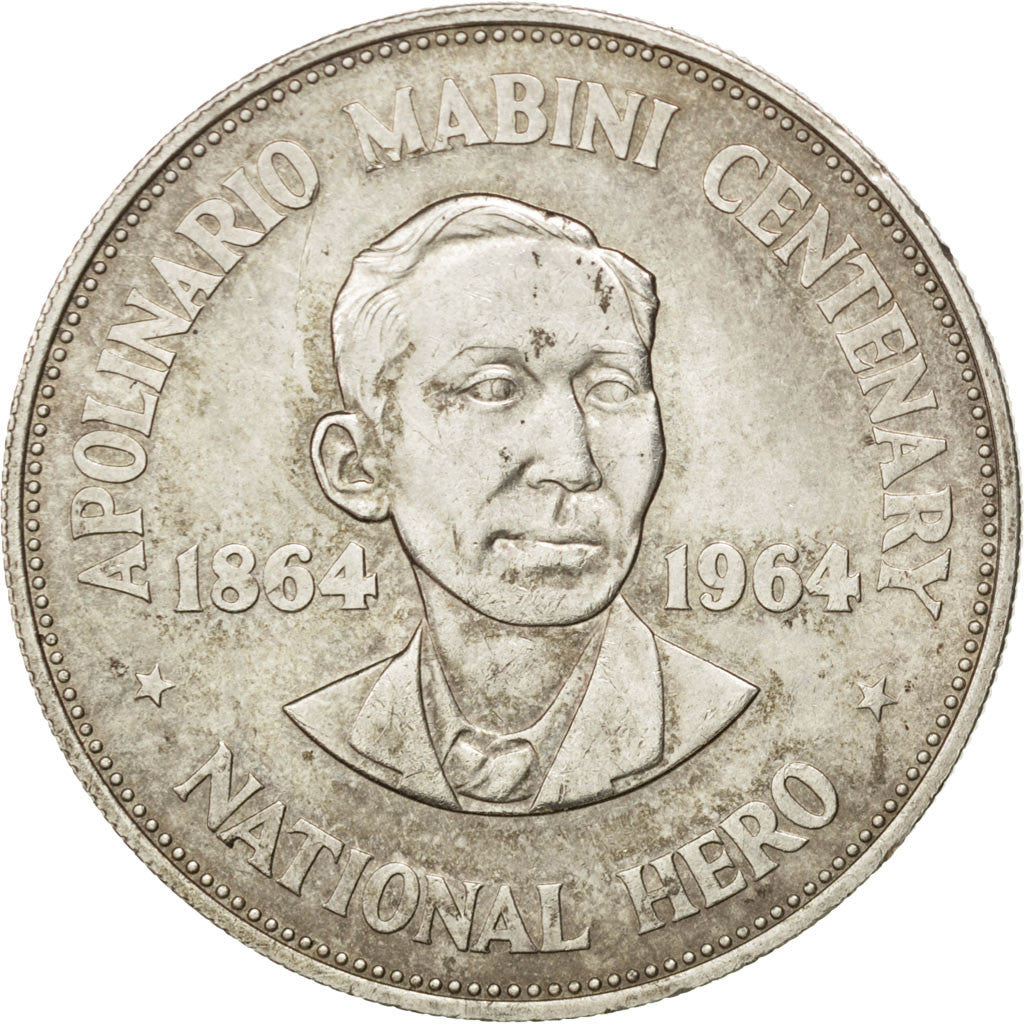 PHILIPPINES, Peso, 1964, KM #194, AU(55-58), Silver, 26.73