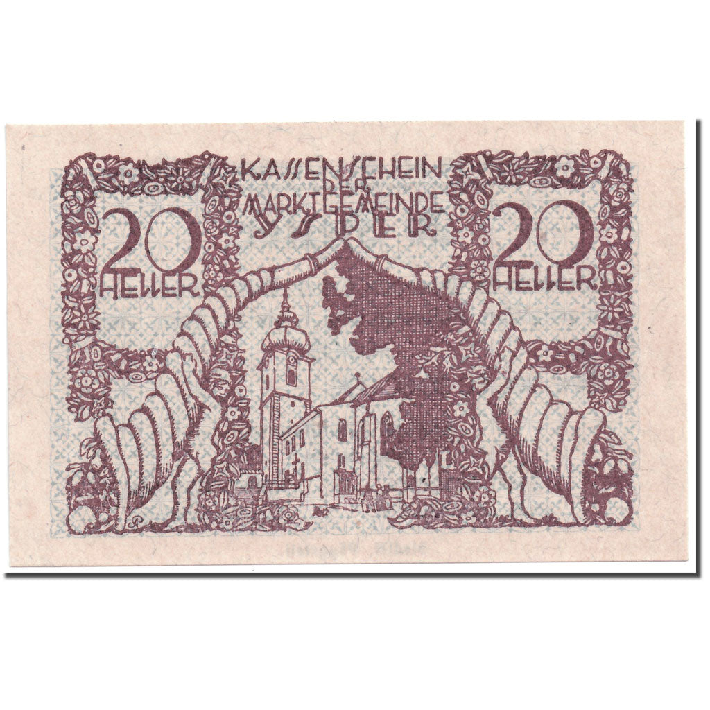 Banknote, Austria, Ysper, 20 Heller, Eglise, 1920, 1920-04-11, UNC(63)