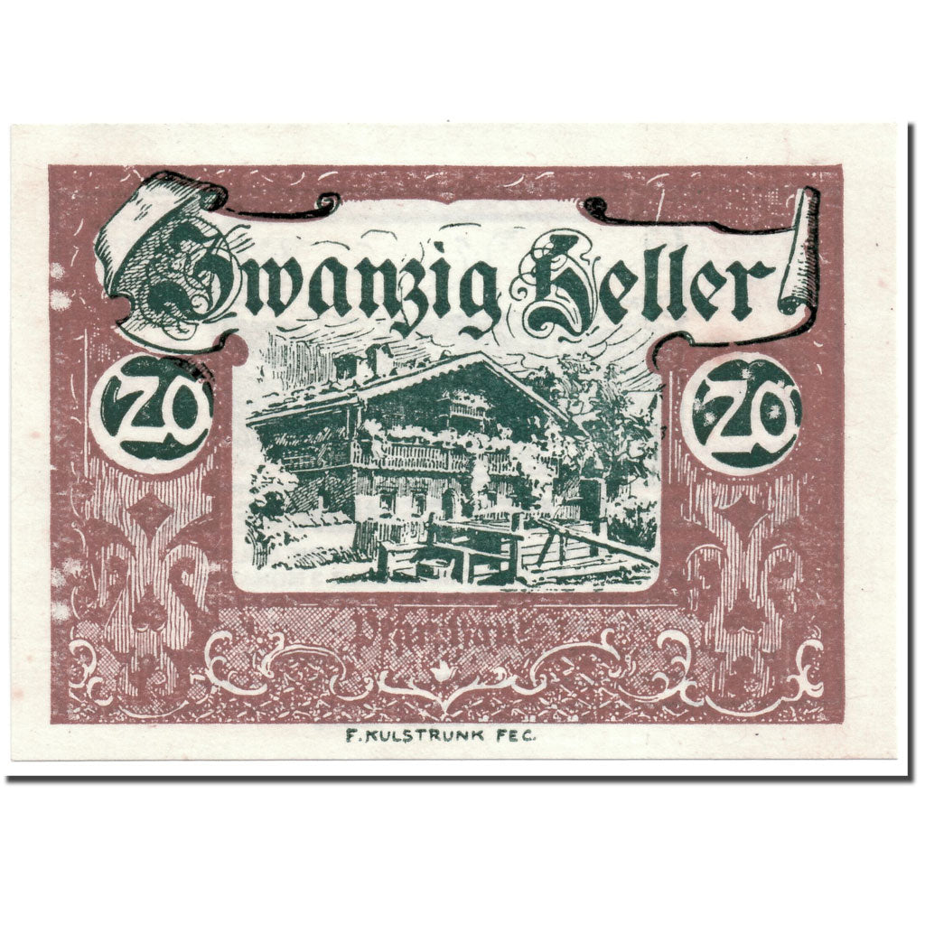 Banknote, Austria, Wald im Pinzgau, 20 Heller, paysage, 1920, UNC(63), Mehl:1129