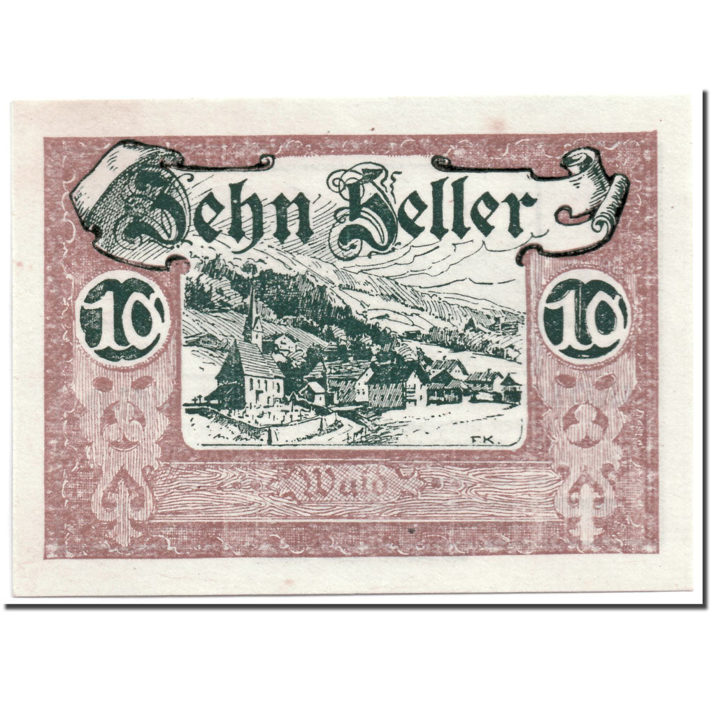 Banknote, Austria, Wald im Pinzgau, 10 Heller, paysage, 1920, UNC(63), Mehl:1129