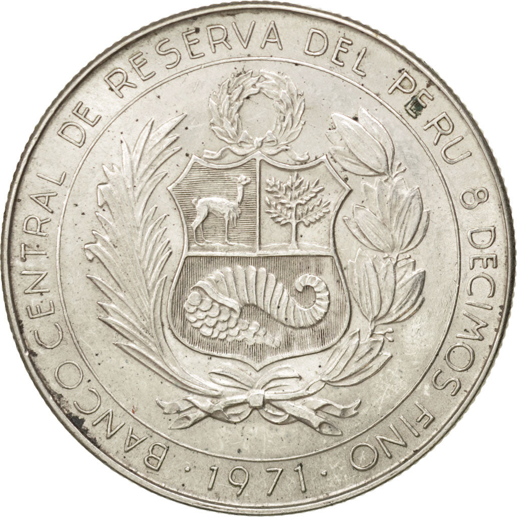 PERU, 50 Soles, 1971, Lima, KM #256, AU(55-58), Silver, 37, 21.86