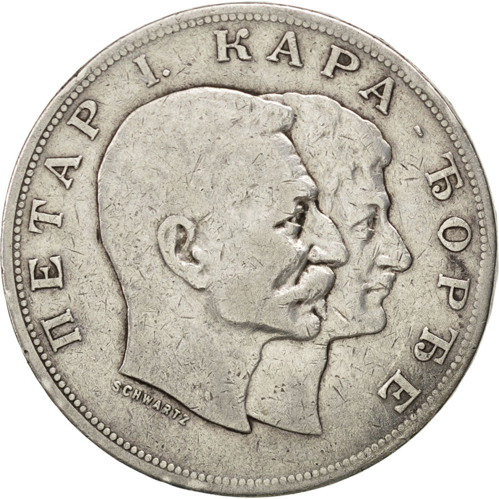SERBIA, 5 Dinara, 1904, KM #27, VF(20-25), Silver, 37, 24.67