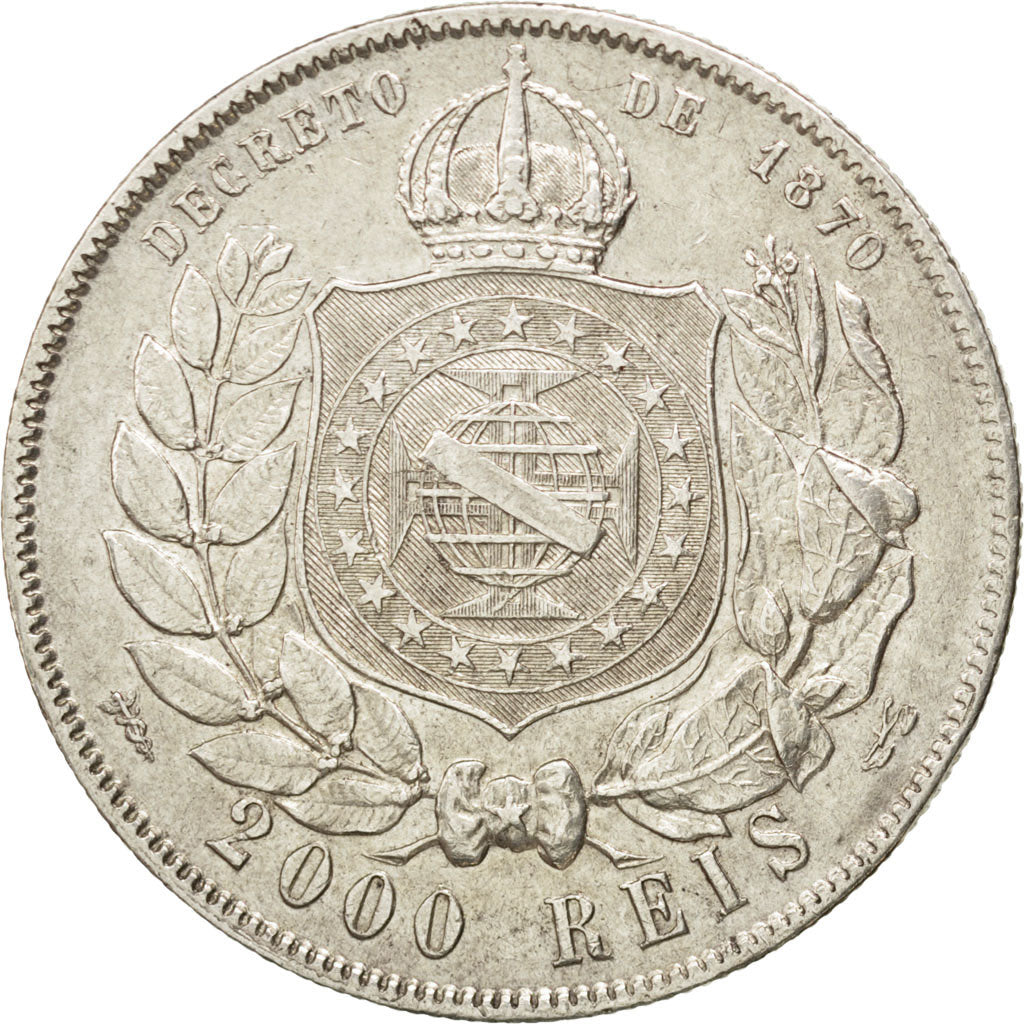BRAZIL, 2000 Reis, 1888, KM #485, EF(40-45), Silver, 25.54