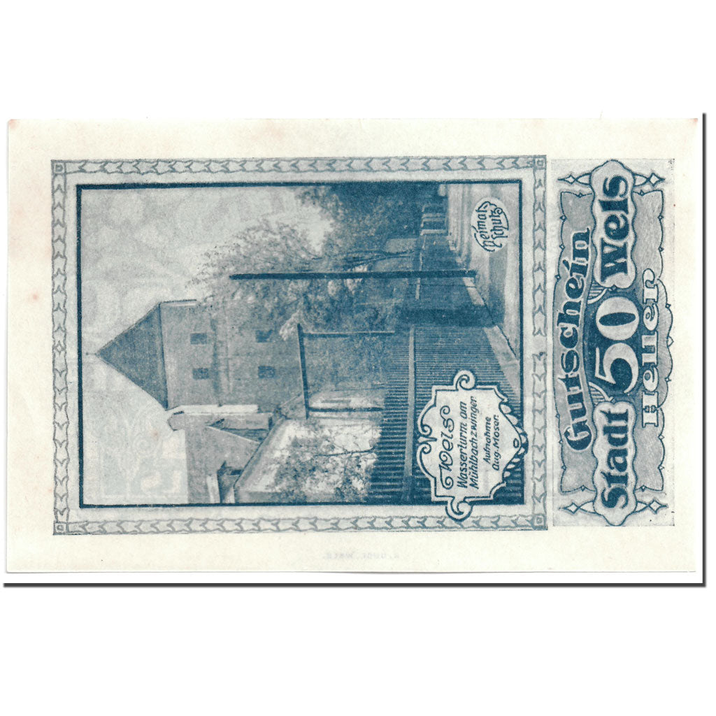 Geldschein, Österreich, Wels, 50 Heller, paysage, UNZ-, Mehl:1167 II