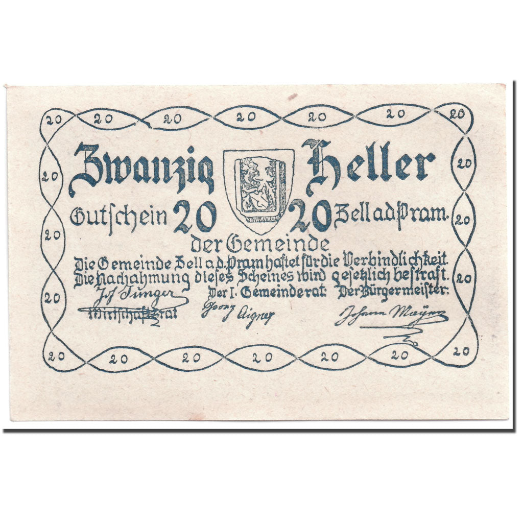 Banknote, Austria, Zell an der Pram, 20 Heller, paysage, 1920, 1920-04-20