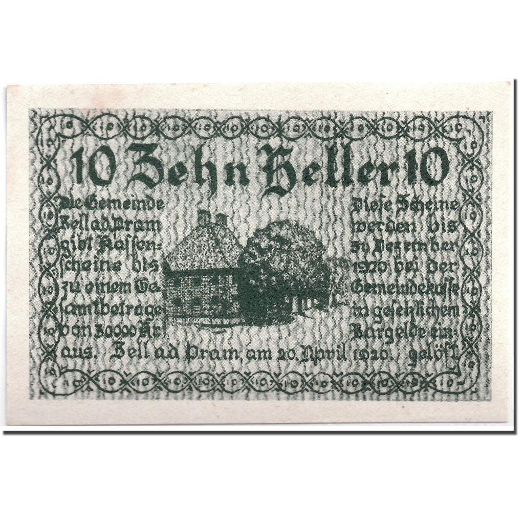 Geldschein, Österreich, Zell an der Pram, 10 Heller, paysage, 1920, 1920-04-20