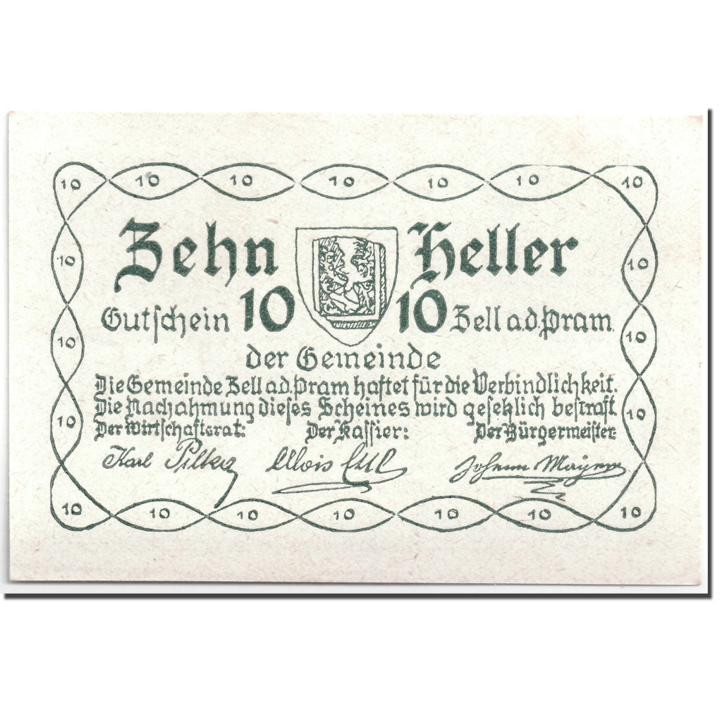 Geldschein, Österreich, Zell an der Pram, 10 Heller, paysage, 1920, 1920-04-20