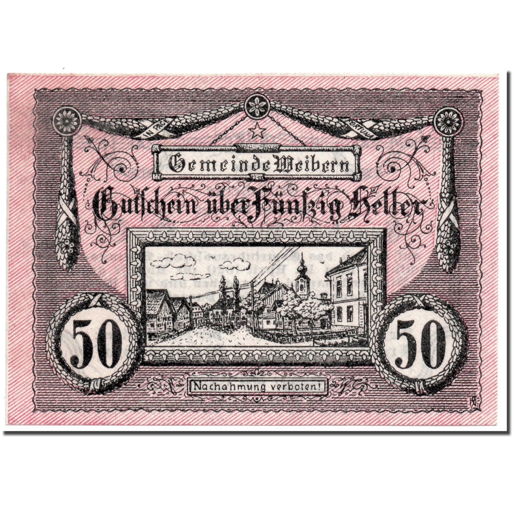 Banknote, Austria, Weibern, 50 Heller, paysage, 1920, 1920-05-03, UNC(63)