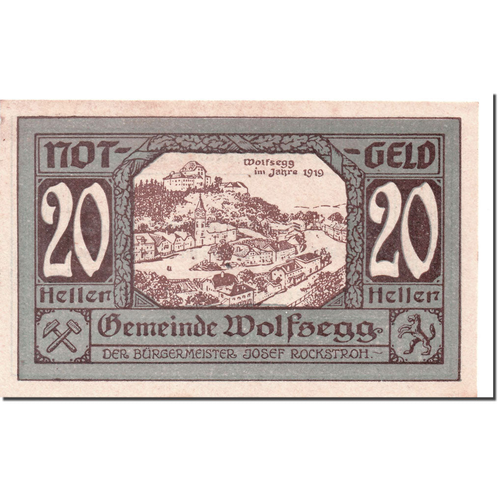 Geldschein, Österreich, Wolfsegg, 20 Heller, paysage, 1922, UNZ-, Mehl:1250