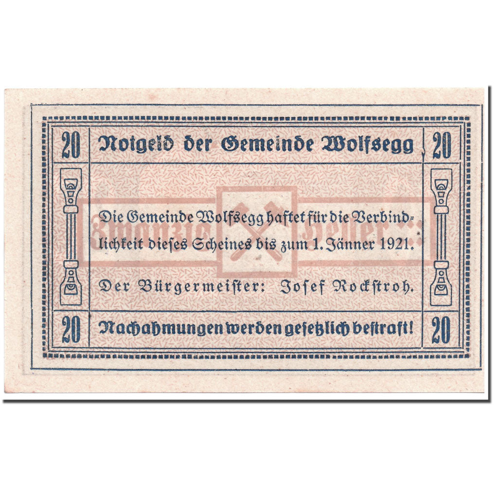 Geldschein, Österreich, Wolfsegg, 20 Heller, paysage, 1922, UNZ-, Mehl:1250