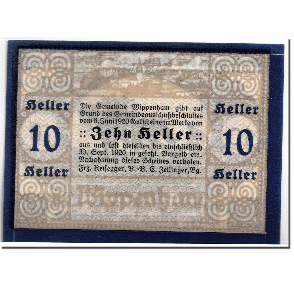 Banknote, Austria, Wippenham, 10 Heller, agriculteur, 1920, 1920-09-30, UNC(63)
