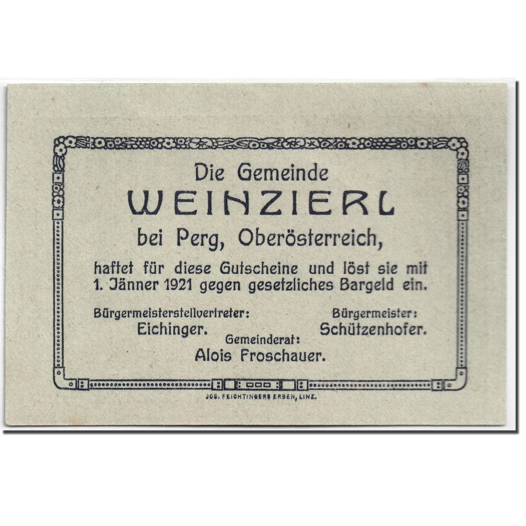 Banknote, Austria, Weinzierl, 20 Heller, paysage, 1921, 1921-01-01, UNC(63)