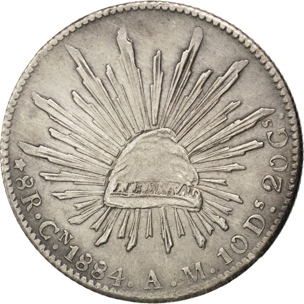 Mexique, République, 8 Reales, 1884 Cn AM, Culiacan, KM 377.3