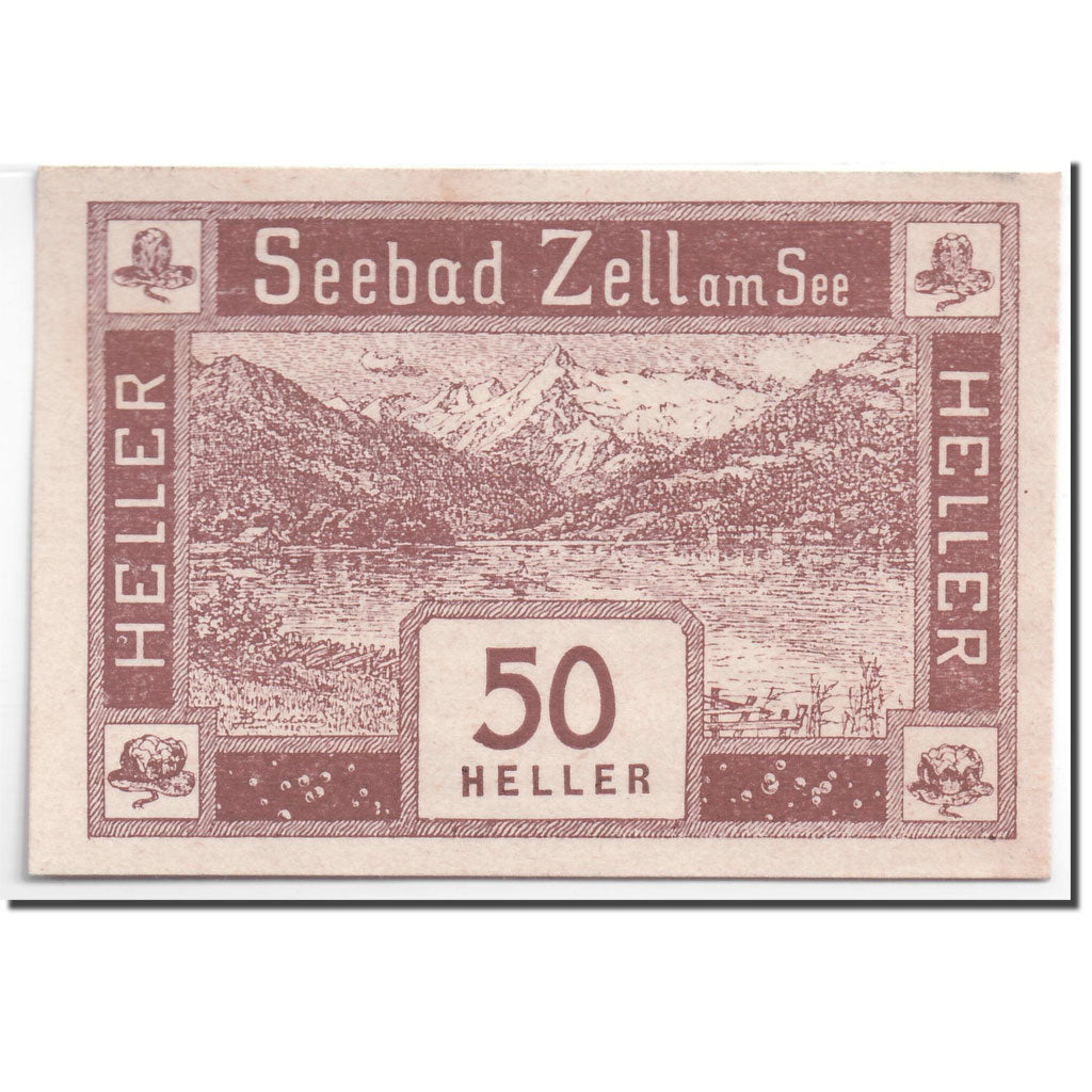 Banknote, Austria, Zell am See, 50 Heller, paysage, 1920, 1920-06-01, UNC(63)