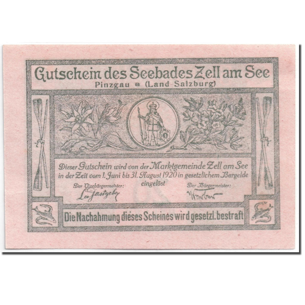 Banknote, Austria, Zell am See, 20 Heller, paysage, 1920, 1920-06-01, UNC(63)