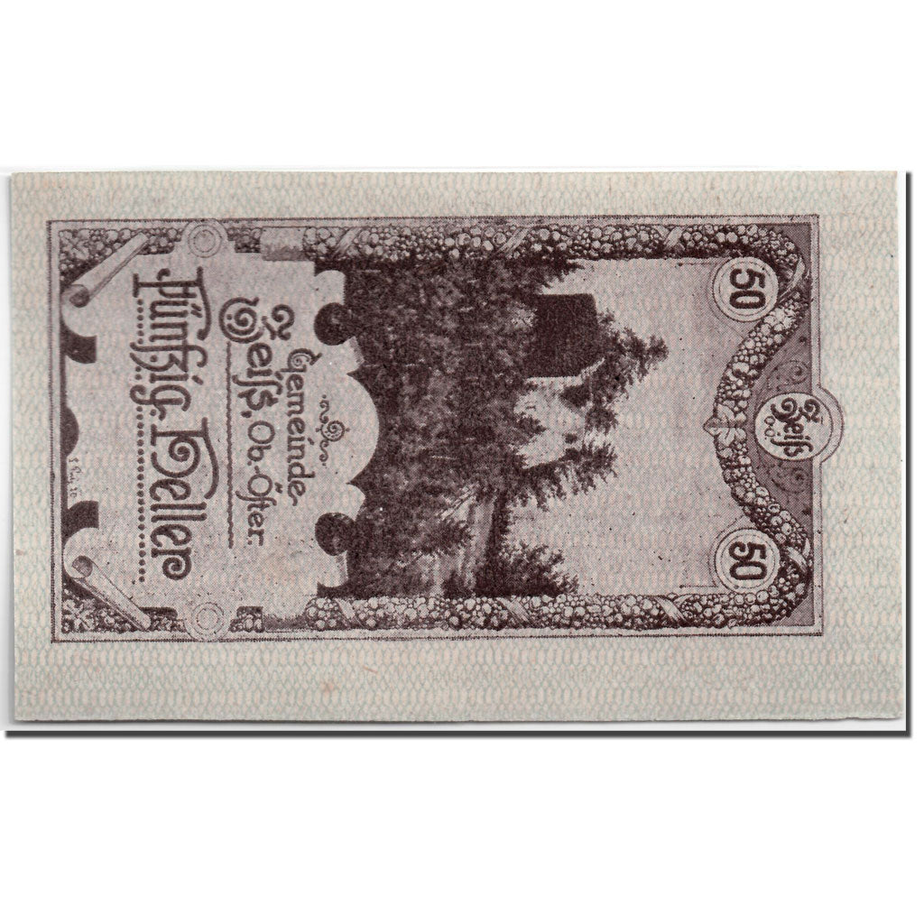 Banknote, Austria, Zeiss, 50 Heller, paysage, UNC(63), Mehl:1266