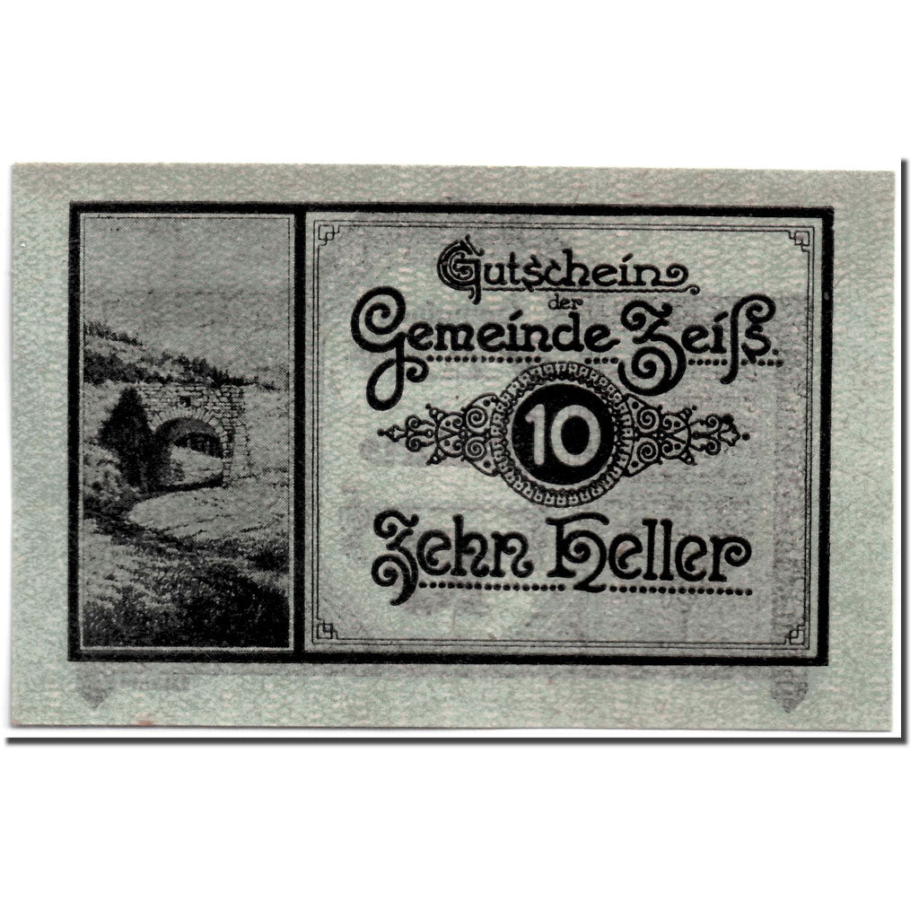 Banknote, Austria, Zeiss, 10 Heller, pont, UNC(63), Mehl:1266