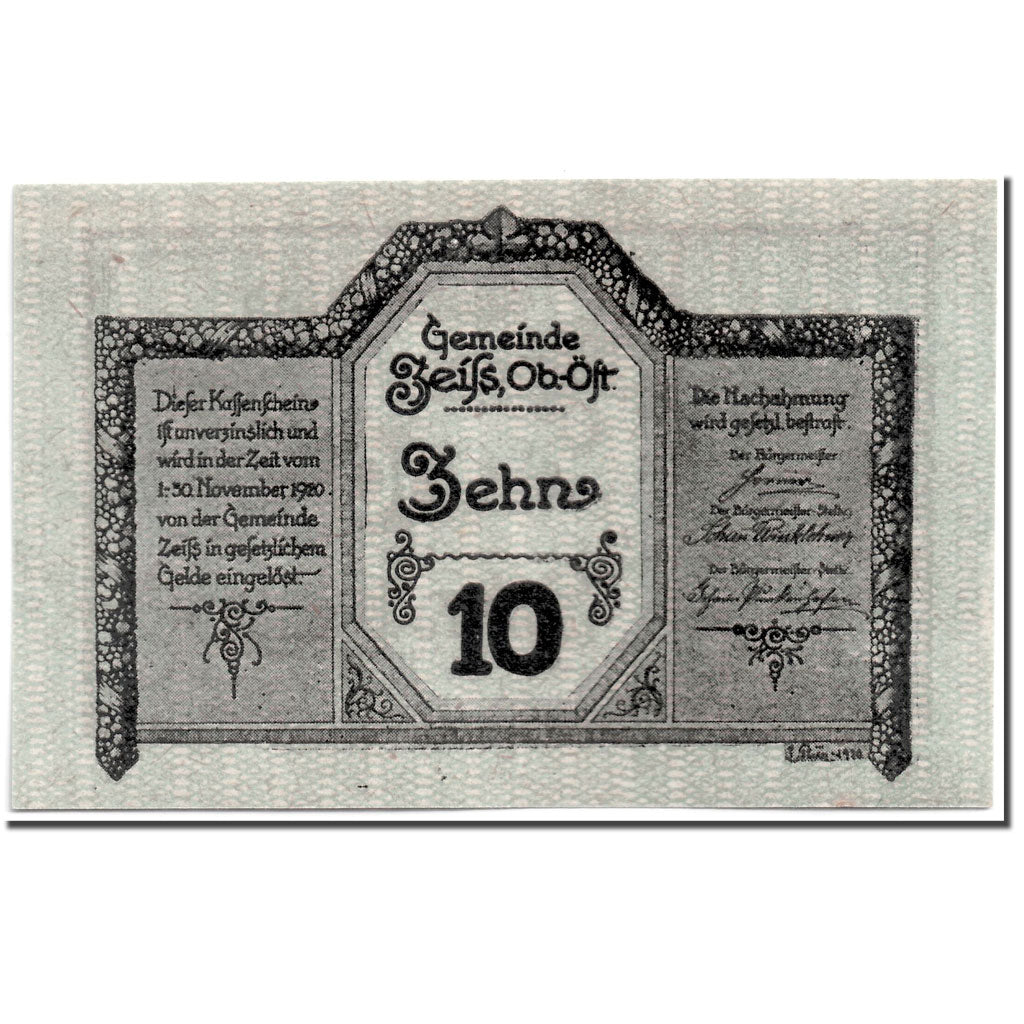 Banknote, Austria, Zeiss, 10 Heller, pont, UNC(63), Mehl:1266