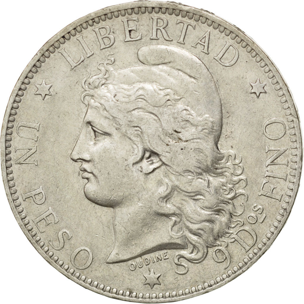 ARGENTINA, Peso, 1883, KM #29, AU(50-53), Silver, 24.93