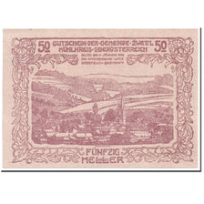 Banknote, Austria, Zwettl, 50 Heller, paysage, 1920, 1920-04-25, UNC(63)