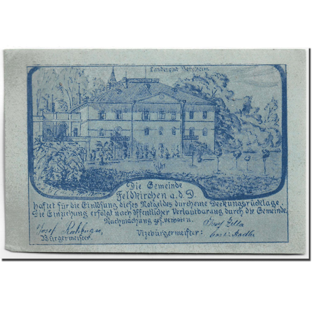 Banknote, Austria, Feldkirchen an der Donau, 50 Heller, manoir, UNC(63)