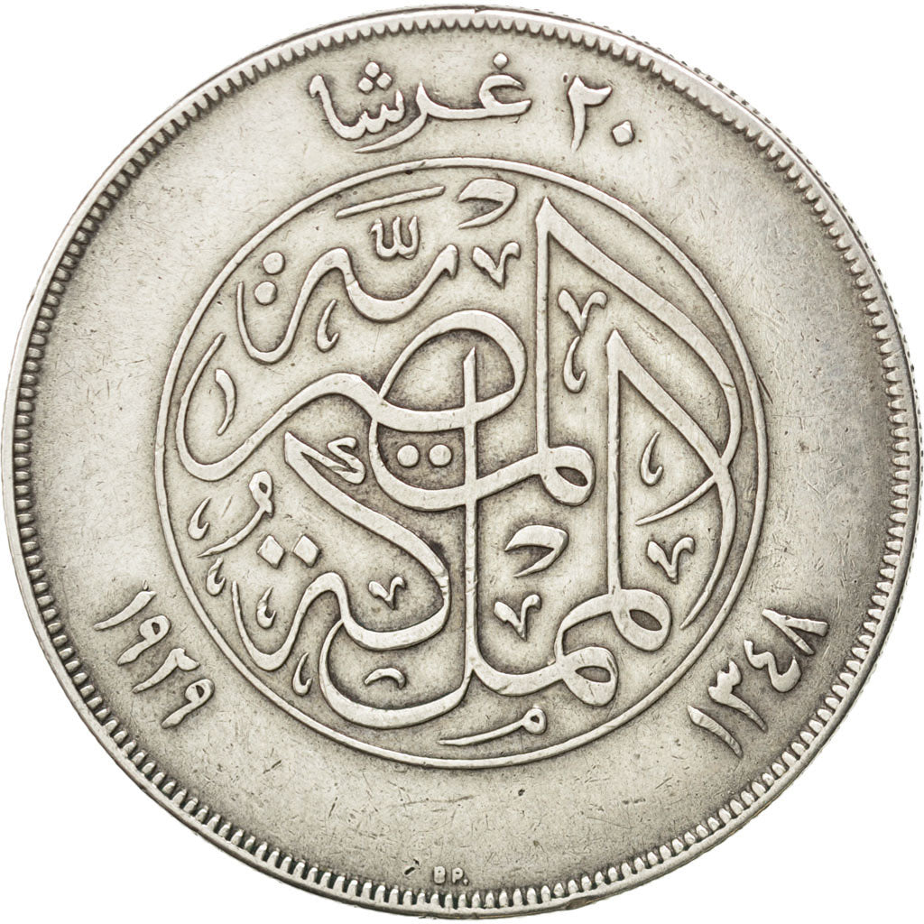 EGYPT, 20 Piastres, 1929, British Royal Mint, KM #352, EF(40-45), Silver, 40,...