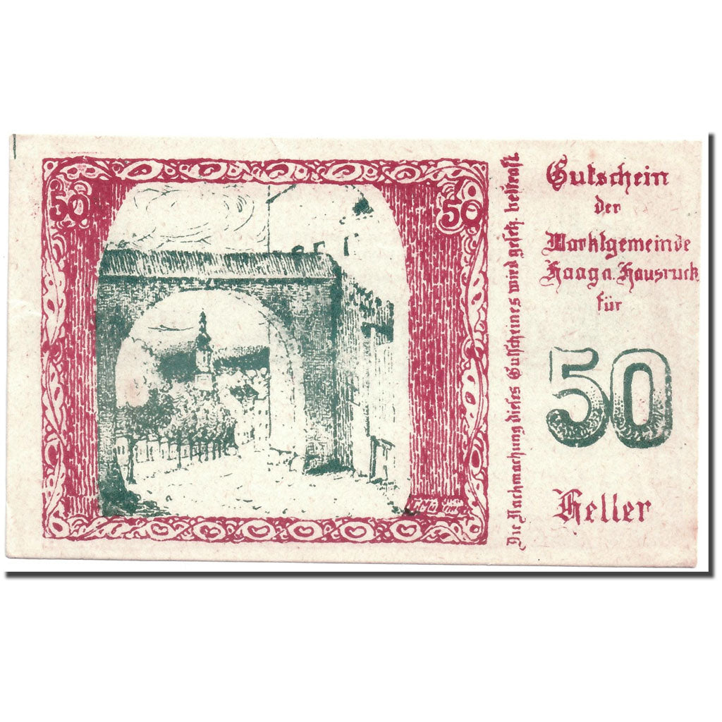 Banknote, Austria, Haag am Hausruck, 50 Heller, paysage, 1920, 1920-03-27