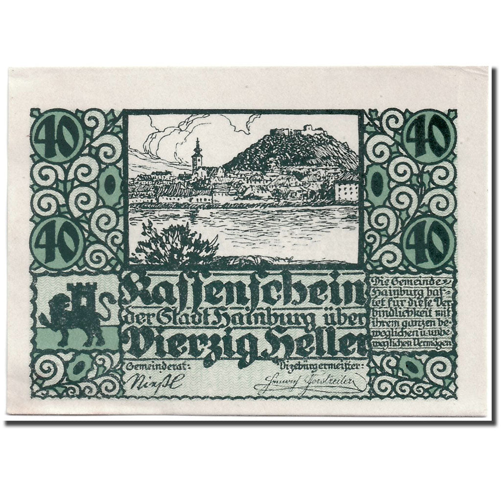Banknote, Austria, Hainbur a/d Donau, 40 Heller, paysage, UNC(63), Mehl:337a