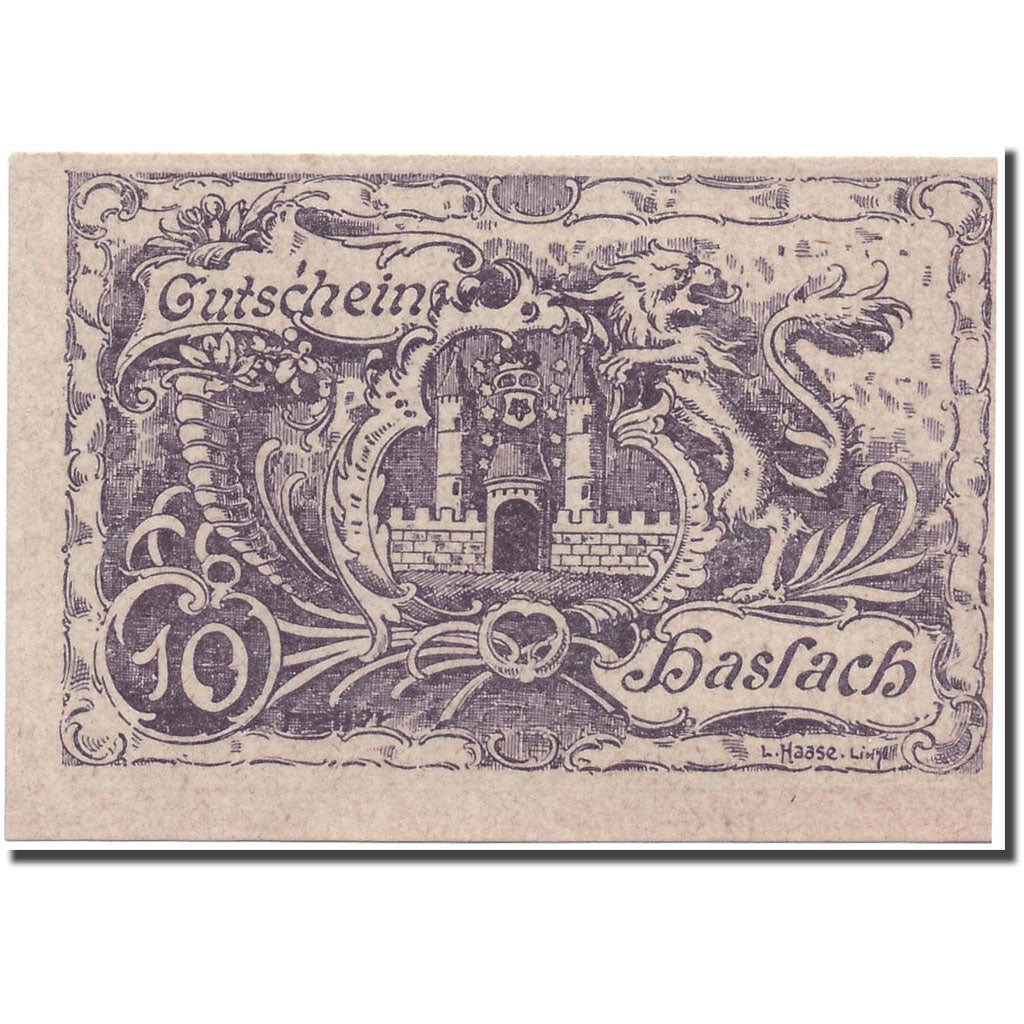 Banknote, Austria, Haslach, 10 Heller, château, 1920, 1920-05-20, UNC(63)