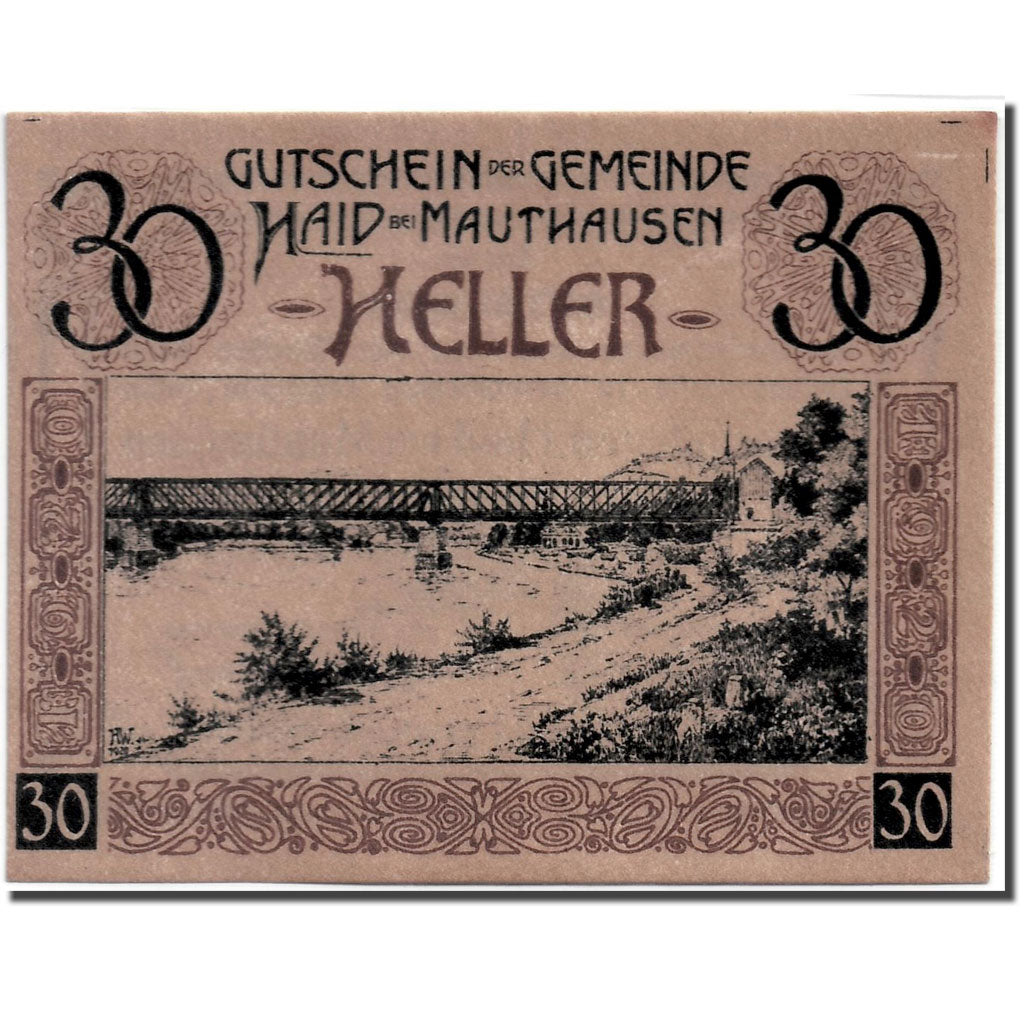 Banknote, Austria, Haid bei Mauthausen O.Ö. Industriegemeinde, 30 Heller