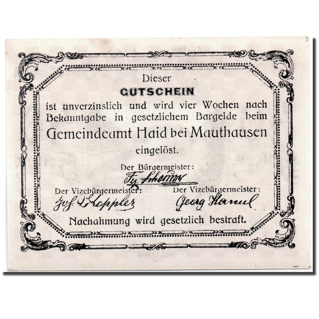 Banknote, Austria, Haid bei Mauthausen O.Ö. Industriegemeinde, 40 Heller