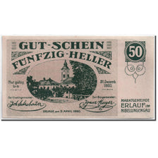 Banknote, Austria, Erlauf, 50 Heller, Eglise, 1920, 1920-04-05, UNC(63)