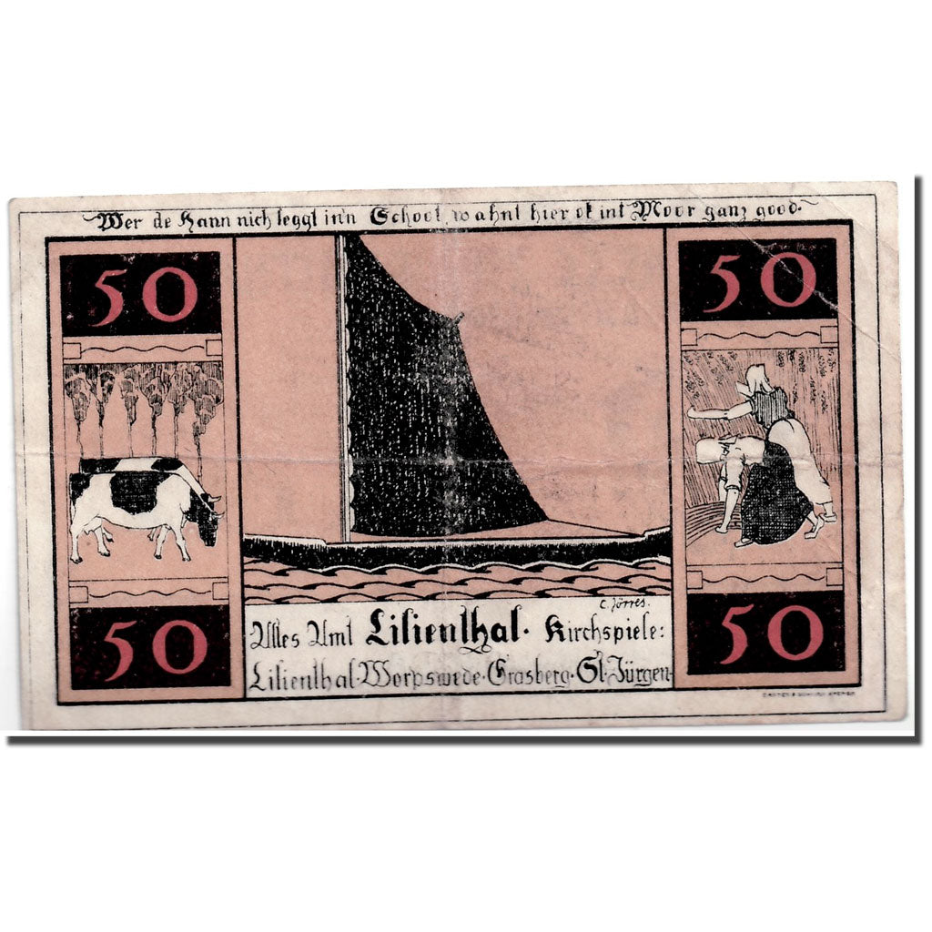 Banknote, Germany, Lilienthal, 50 Pfennig, Eglise, 1921, 1921-03-15, UNC(63)