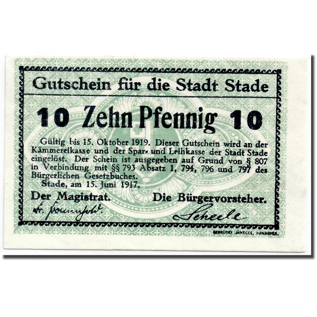 Banknote, Germany, Stade, 10 Pfennig, graphique, 1918, 1918-10-01, UNC(63)