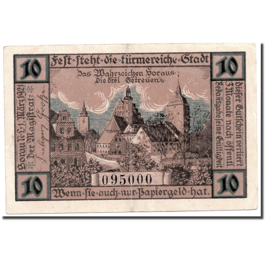 Banknote, Germany, Sorau .NL, 10 Pfennig, Ecusson, 1921, 1921-03-01, UNC(63)